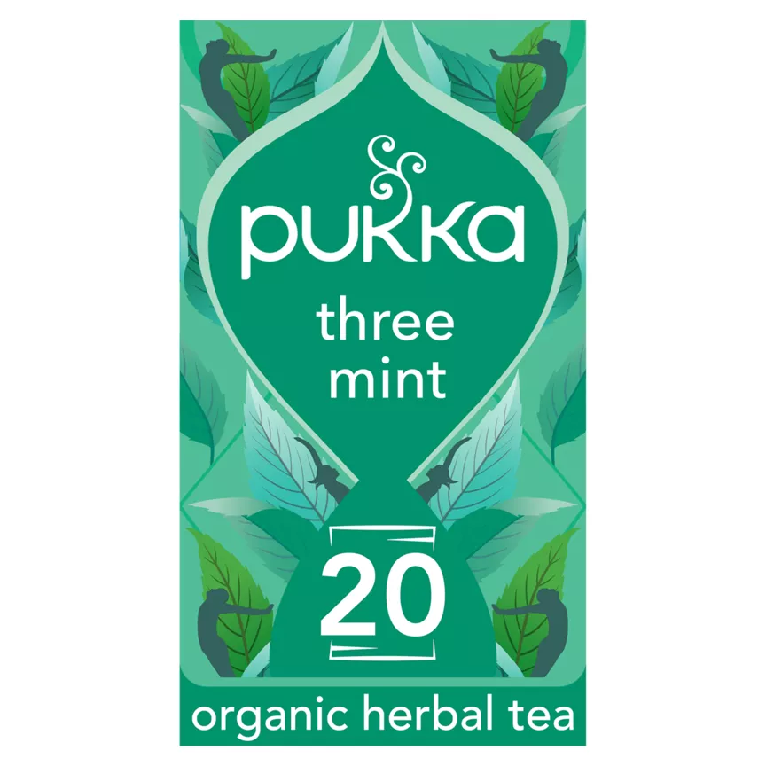 Pukka Organic Three Mint 20 Herbal Tea Sachets 32g - Image 1