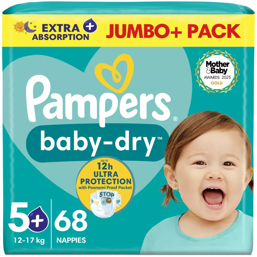 Pampers Baby-Dry Size 5+ Nappies Jumbo+ Pack