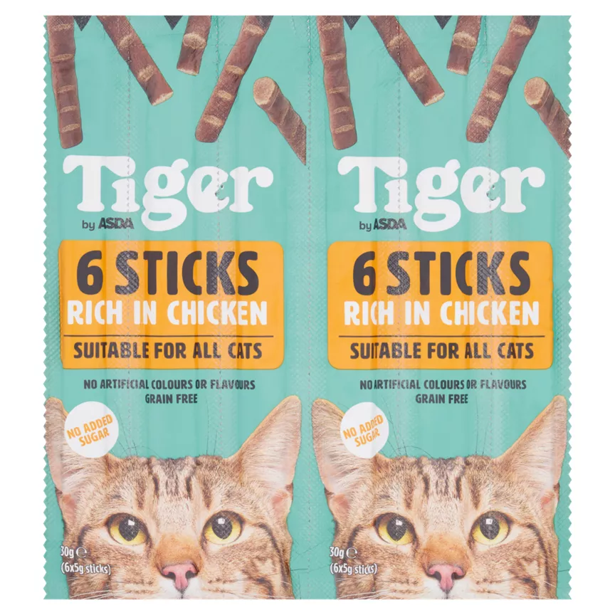 Tiger by ASDA 6 Sticks Rich In Chicken 6x5g