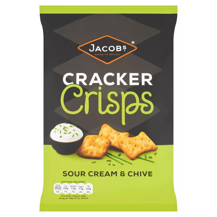 Jacob's Cracker Crisps Sour Cream and Chive Snacks Sharing Bag 150g - Image 1