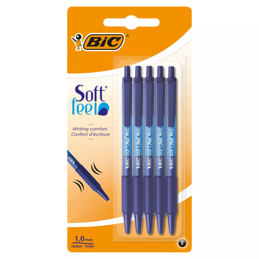 Bic Soft Feel Ball Pens Blue x5