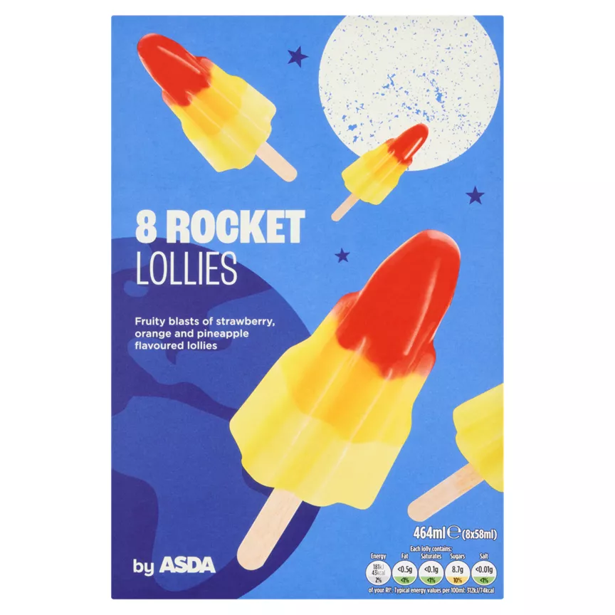 ASDA Rocket Lollies 8 x 58ml (464ml)