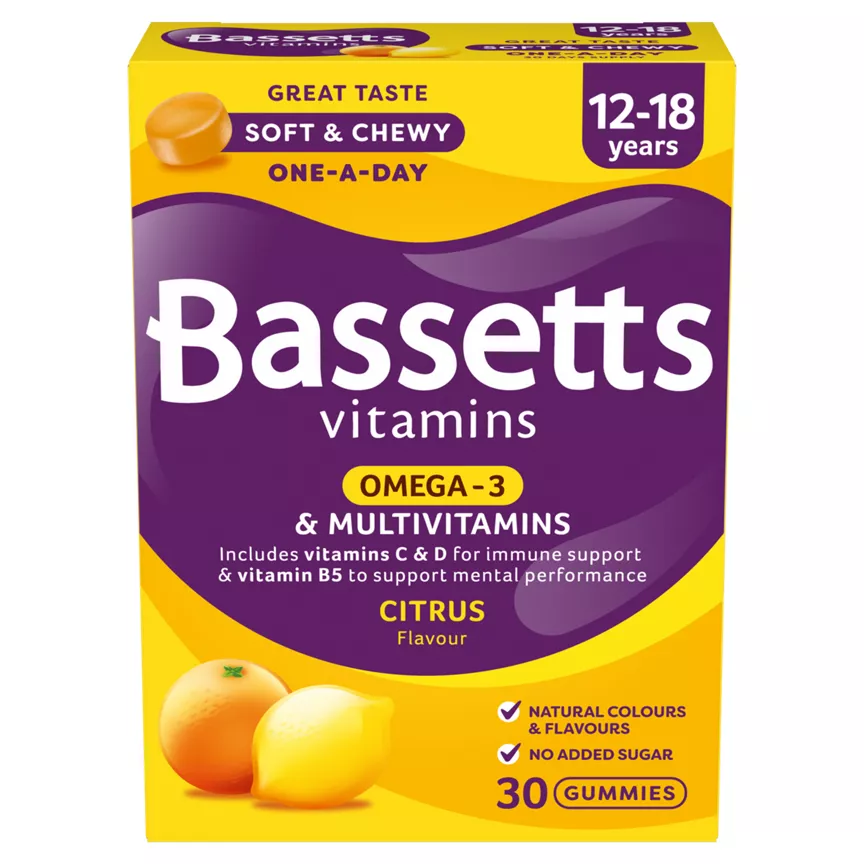 Bassetts Vitamins Multivitamins +Omega-3 Citrus Flavour 12-18 Years Soft & Chewies