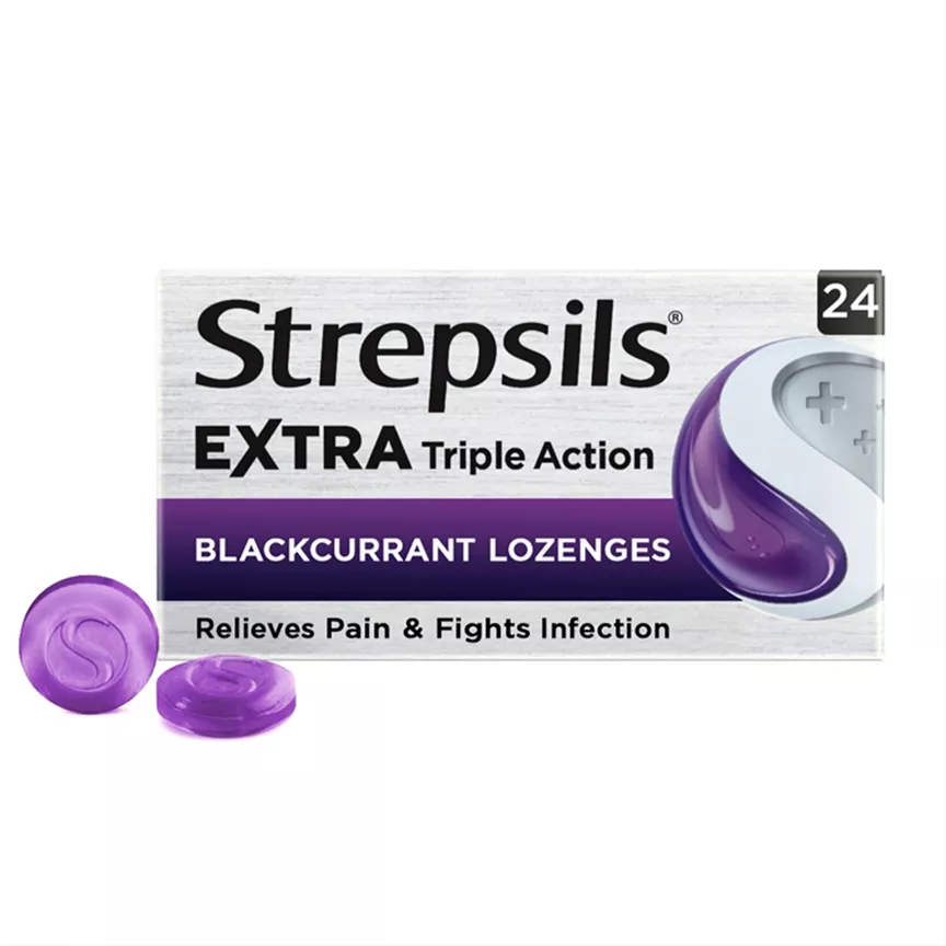 Strepsils Extra Blackcurrant Lozenges for Sore Throat x24