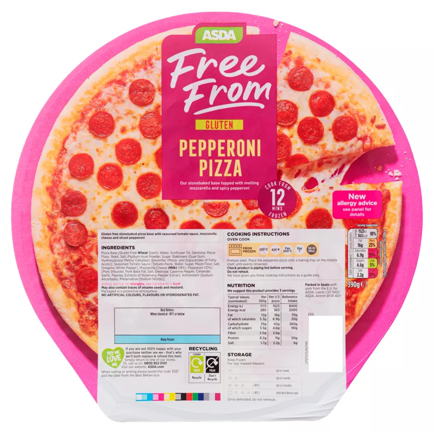 ASDA Free From Gluten Pepperoni Pizza 390g