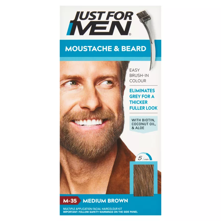 Just For Men Moustache & Beard Brush-In Colour Gel Medium Brown M-35