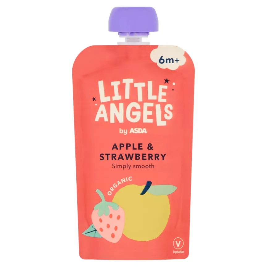 LITTLE ANGELS by ASDA Organic Apple & Strawberry Baby Food 6+ Months