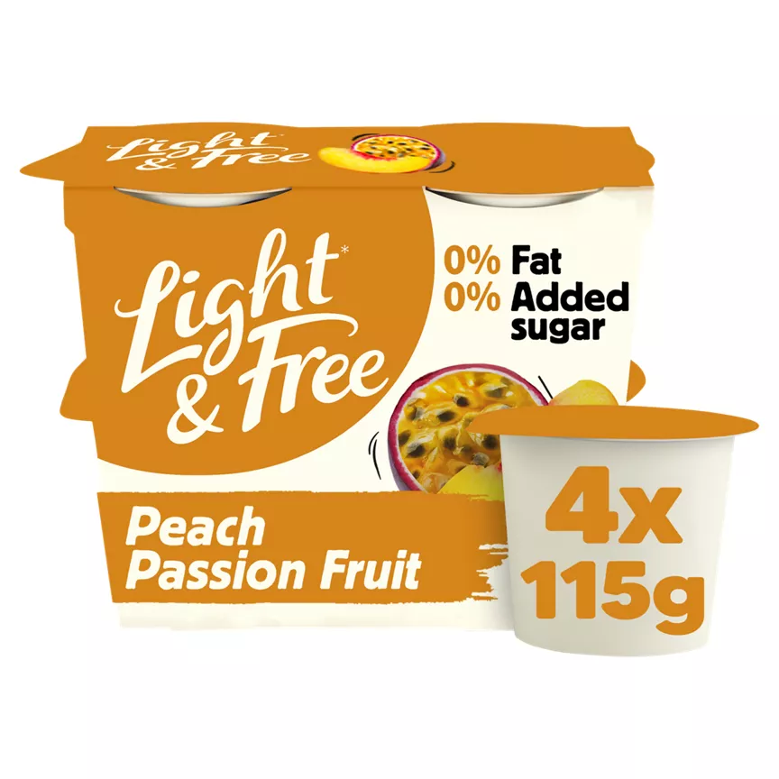 Light & Free Peach Passion Fruit 0% Added Sugar Fat Free Yoghurt - Image 1