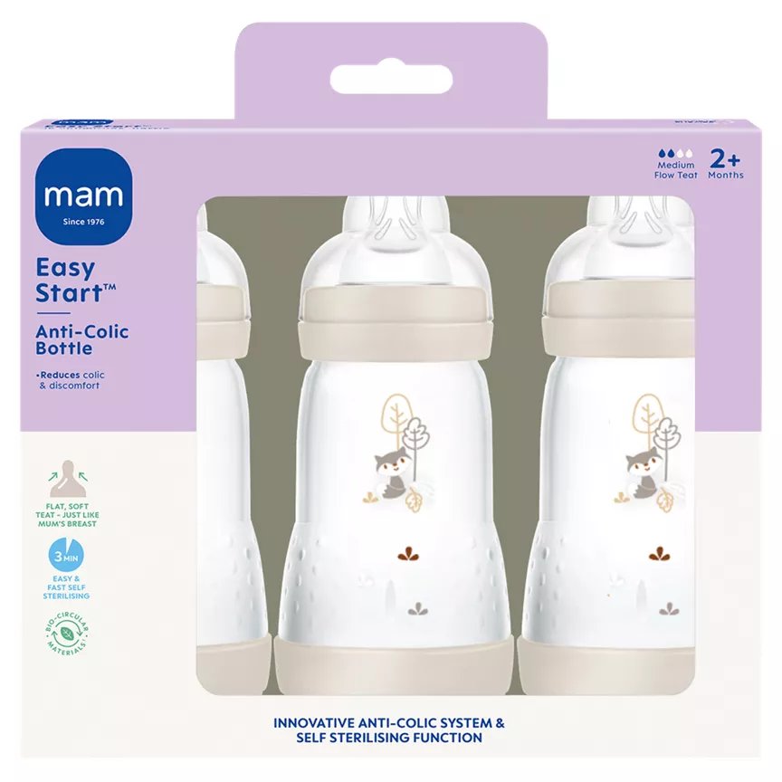 MAM Easy Start Anti-Colic 260ml Bottle - 3 Pack (Colours May Vary)