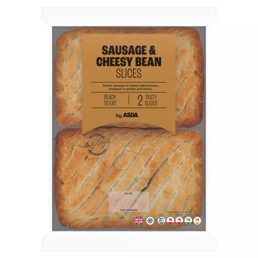ASDA 2 Sausage & Cheesy Bean Slices 300g