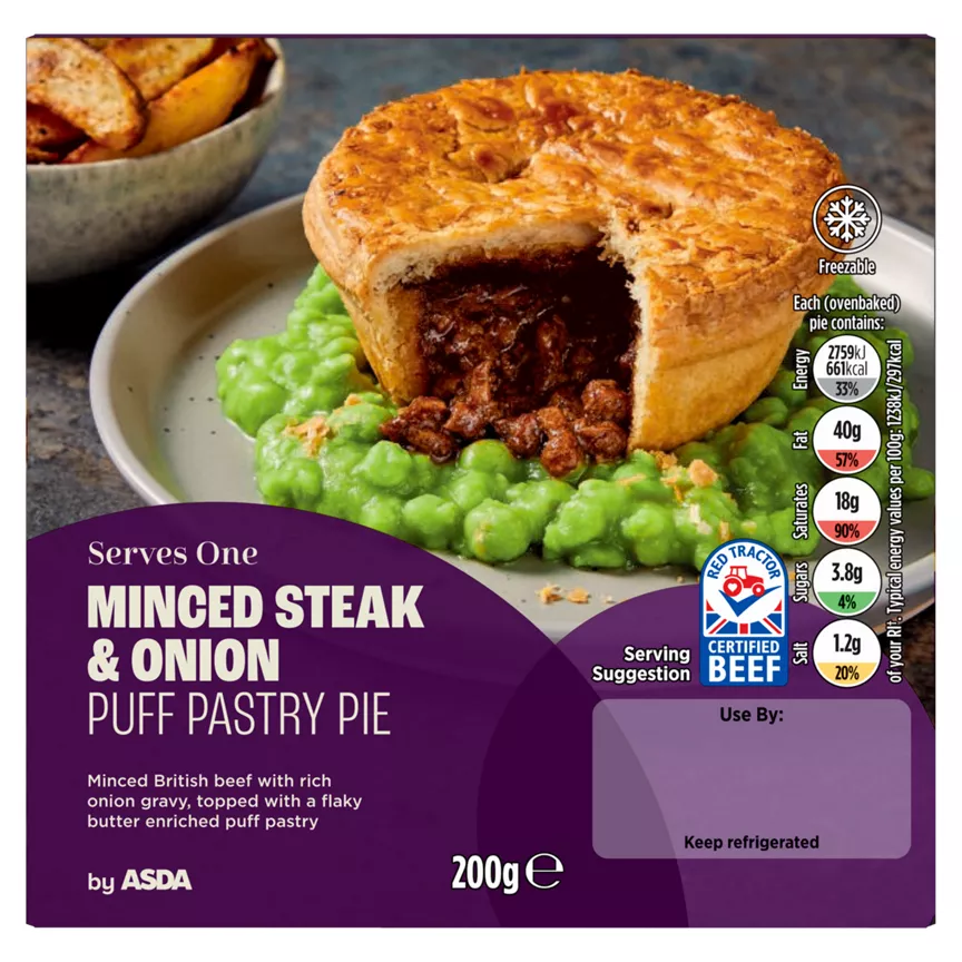 ASDA Minced Steak & Onion Puff Pastry Pie 200g