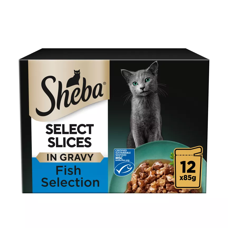 Sheba Select Slices Cat Food Pouches Fish in Gravy - Image 1