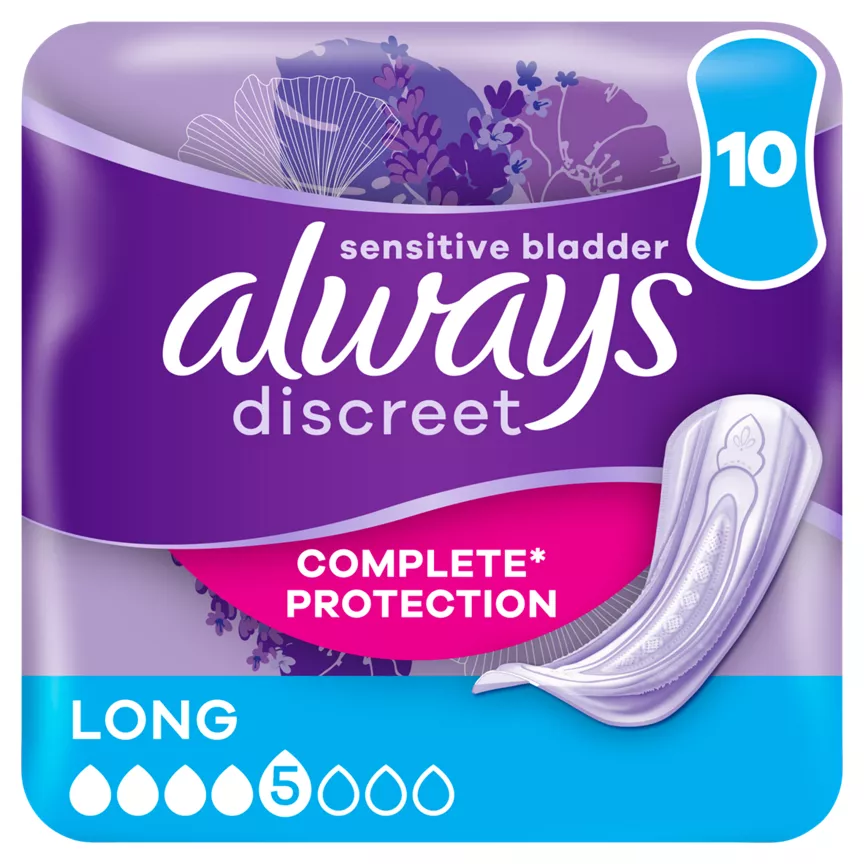 Always Discreet Incontinence Pads Long for Sensitive Bladder