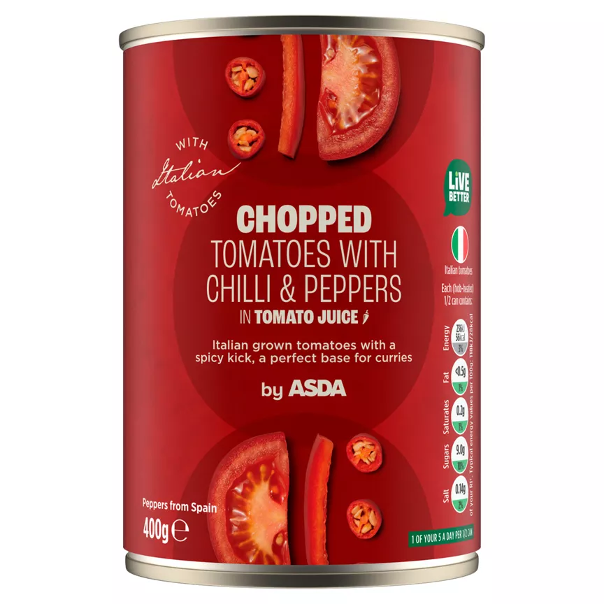 ASDA Chopped Tomatoes with Chilli & Peppers 400g