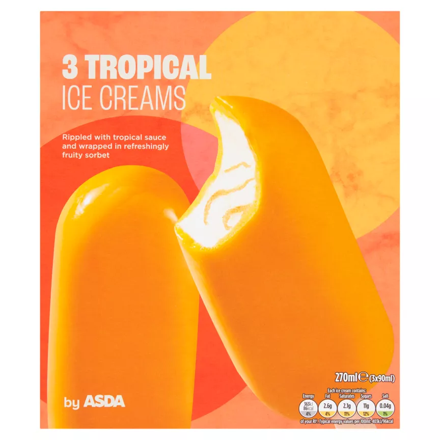 ASDA 3 Tropical Ice Creams 3x90ml