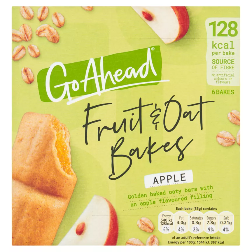 Go Ahead Apple Fruit and Oat Bakes Snack Bars Multipack 6 x 35g, 210g