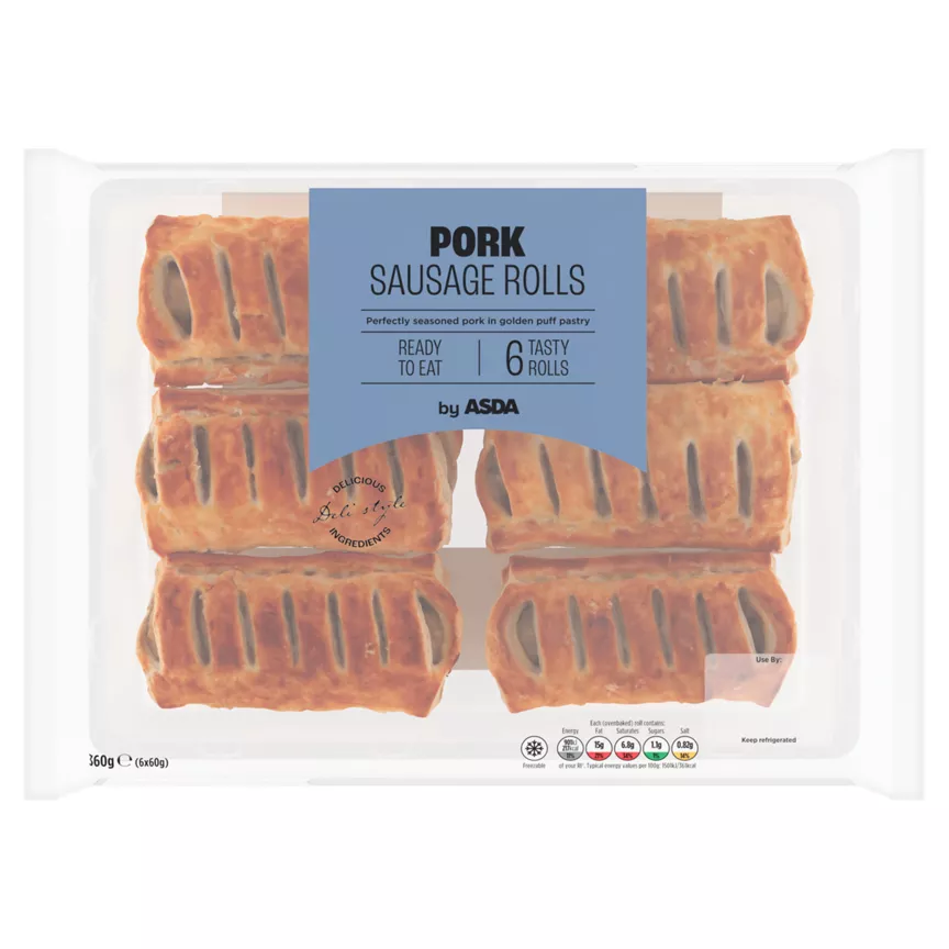 ASDA 6 Pork Sausage Rolls 6 x 60g (360g)