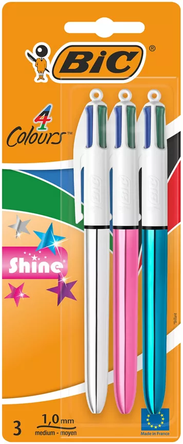 Bic 4 Colours Shine 3pk