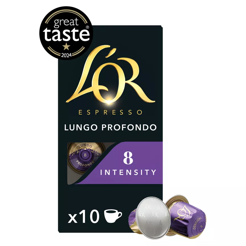 L'OR Espresso Lungo Profondo Coffee Pods X10 Intensity 8