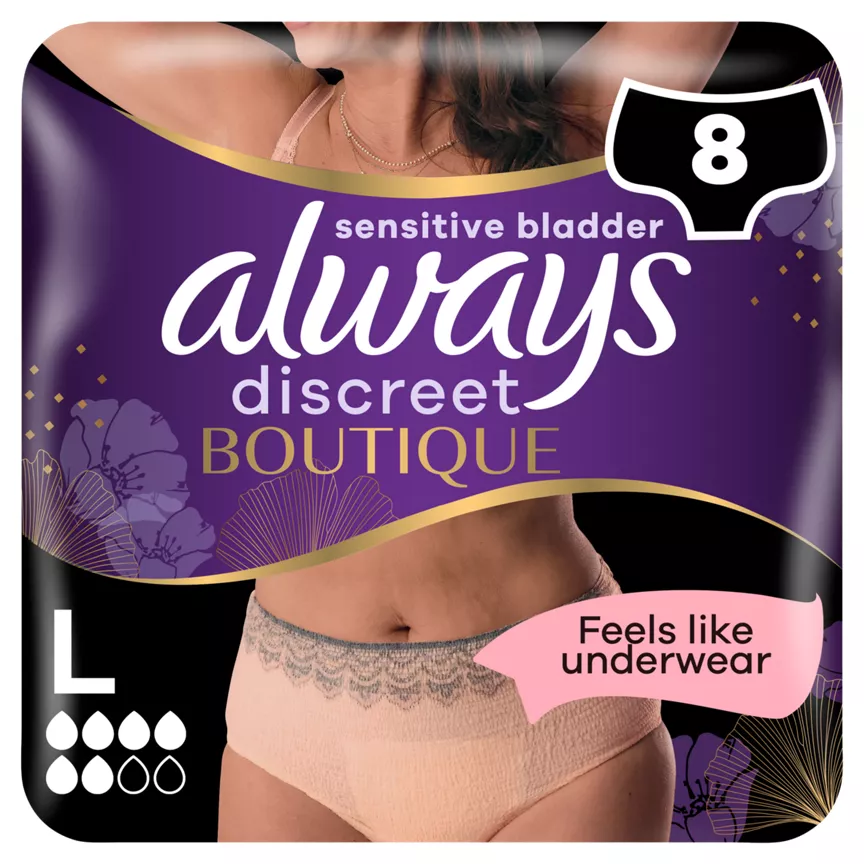 Always Discreet Boutique Underwear Incontinence Pants Large Peach