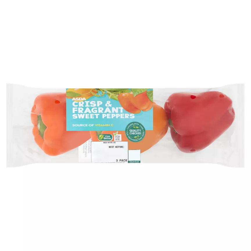 ASDA Crisp & Fragrant Sweet Peppers 3 Pack (Colour may vary)