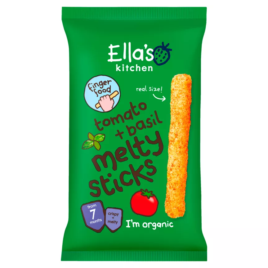 Ella's Kitchen Organic Tomato and Basil Melty Sticks Baby Snack 7+ Months