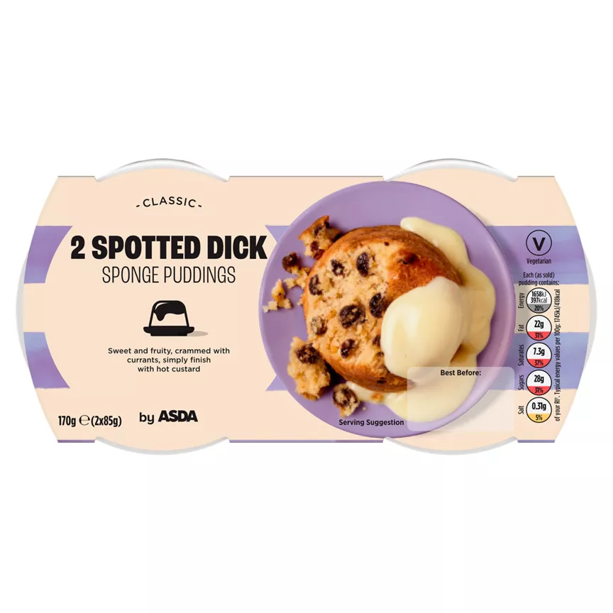 ASDA 2 Spotted Dick Sponge Puddings 2 x 85g (170g)