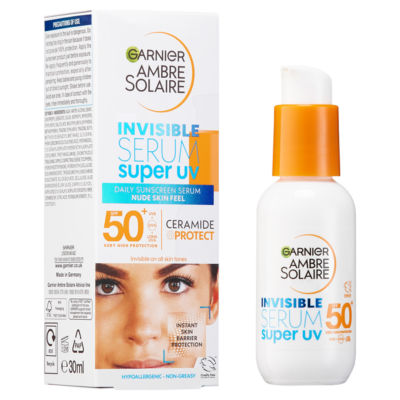Garnier Ambre Solaire SPF 50+ Super UV Invisible Serum Moisturiser for Face 30ml