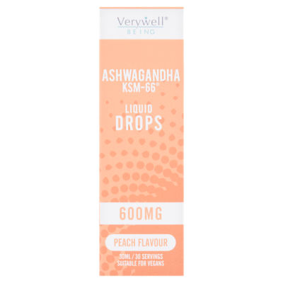 Peach Flavour Ashwagandha KSM-66 Liquid Drops 600mg 30ml thumbnail 2