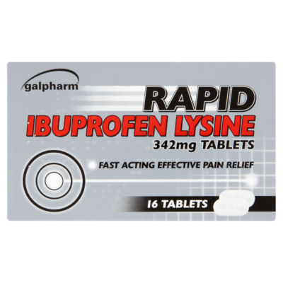 Rapid Ibuprofen Lysine 342mg Tablets 16 Tablets thumbnail 2