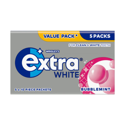 White Bubblemint Sugarfree Chewing Gum Multipack 5x10 Pieces thumbnail 2