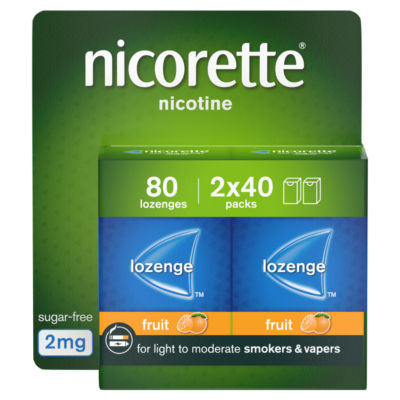 Fruit 2mg Lozenge, 80 Lozenges (2 x 40), Quit Smoking Aid