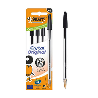 Bic Cristal Pens Black 4 pk