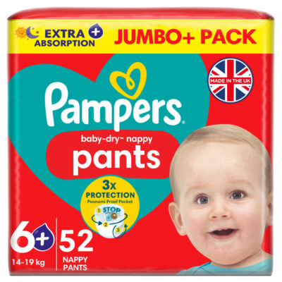 Baby-Dry Nappy Pants Size 6+, 52 Nappies, 14kg-19kg,