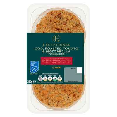 Exceptional by ASDA cod, Roasted Tomato & Mozzarella Fishcakes 290g