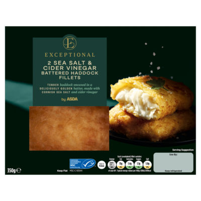 2 Sea Salt & Cider Vinegar Battered Haddock Fillets 350g