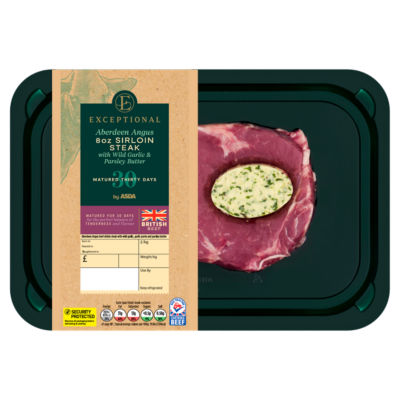 Exceptional by ASDA Aberdeen Angus 8oz Sirloin Steak with Wild Garlic & Parsley Butter