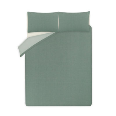 Green Reversible Textured Duvet Set - Single thumbnail 6