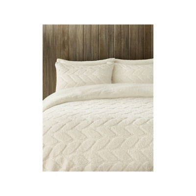 Cream Carved Teddy Reversible Duvet Set - King