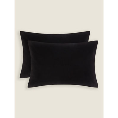 Black Brushed Cotton Plain Pillowcase Pair thumbnail 2