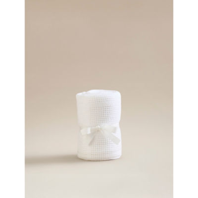 George Home White Cotton Cellular Shawl Blanket