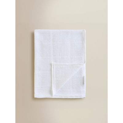 White Cotton Cellular Shawl Blanket thumbnail 2