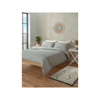 Grey Seersucker Duvet Set - Single thumbnail 2