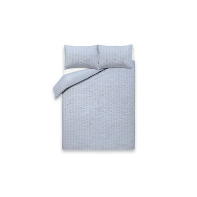 Grey Seersucker Duvet Set - Single thumbnail 4