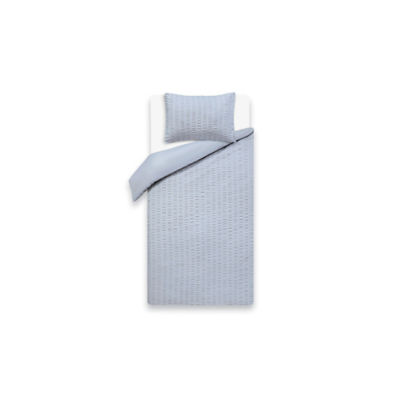 Grey Seersucker Duvet Set - Single thumbnail 6