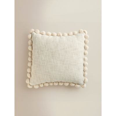 Slub Pom-Pom Edge Cushion thumbnail 2