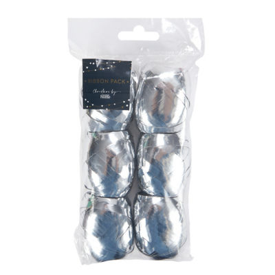 Silver Curling Ribbon - 6 Pack