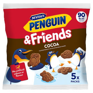 Penguin & Friends Cocoa Flavoured Crunchy and Delicious Biscuit Shapes 5 x 20g thumbnail 2