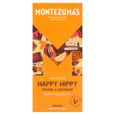 Organic 74% Happy Hippy Orange & Geranium Dark Chocolate 90g thumbnail 2