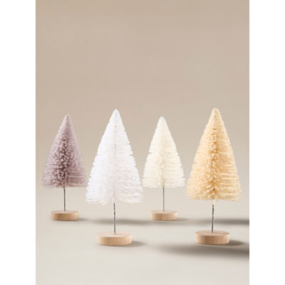 Flocked Tree Christmas Decoration - Set of 4